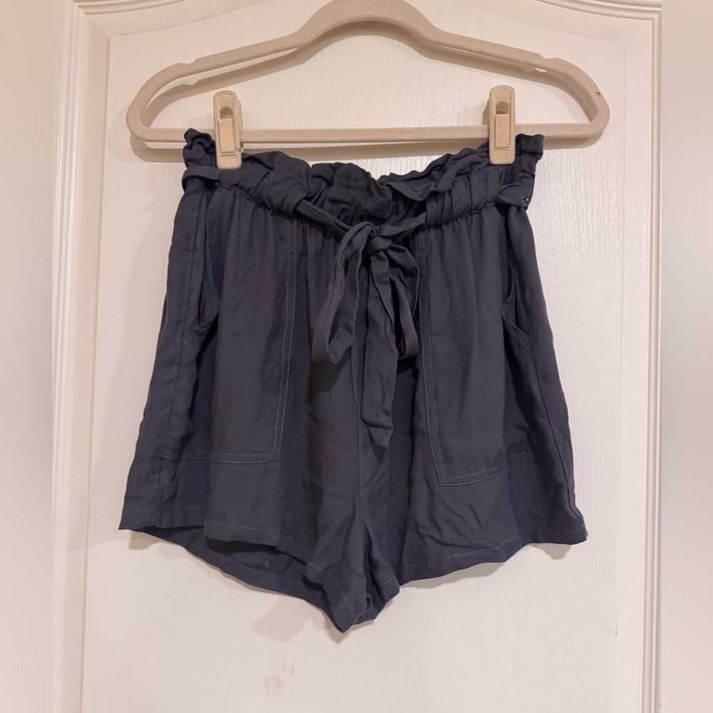 Garage dark grey tie paper bag shorts​​​​​